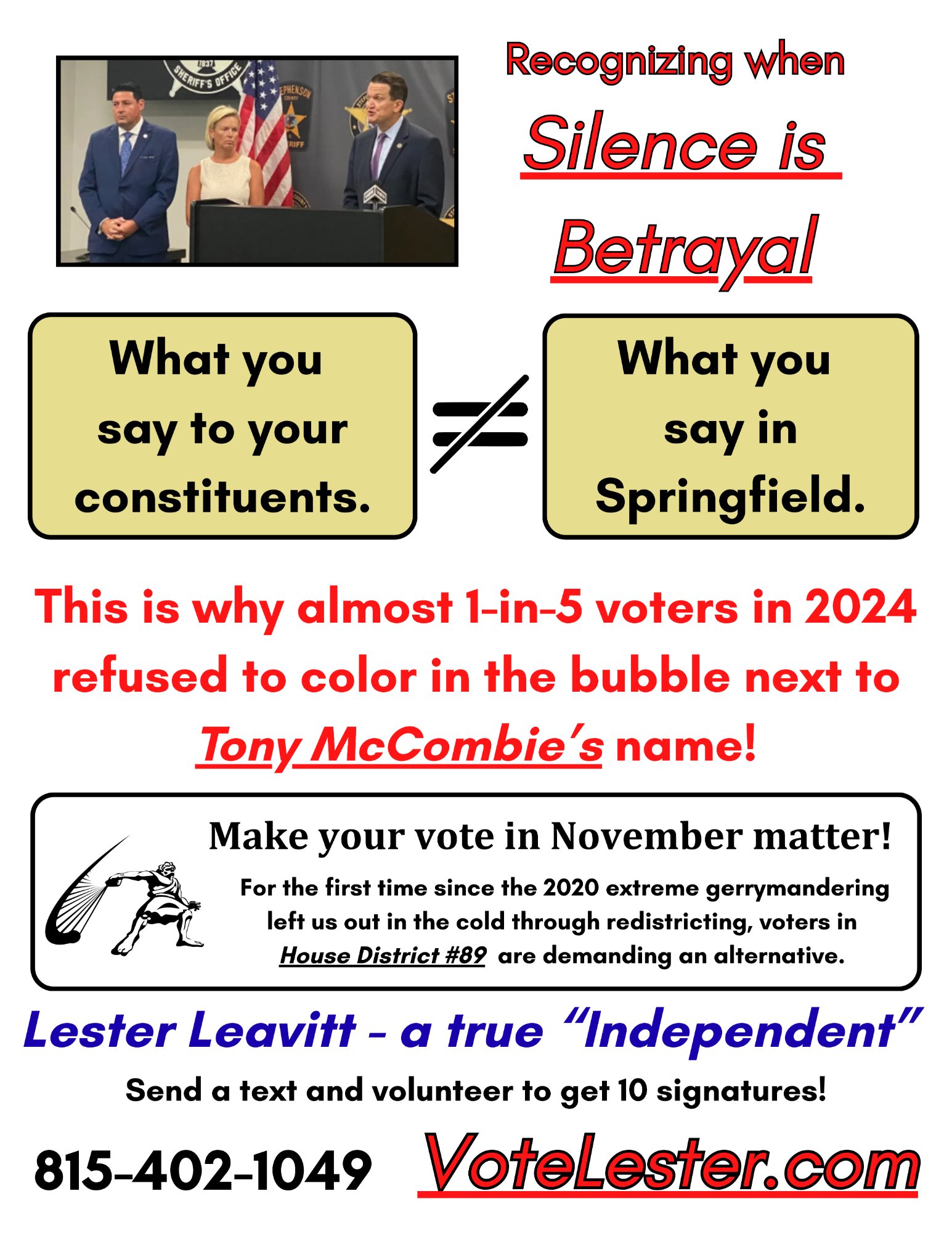 Silence Is Betrayal — What you say to your constituents does not equal what you say in Springfield — 1-in-5 voters left the bubble blank in 2024